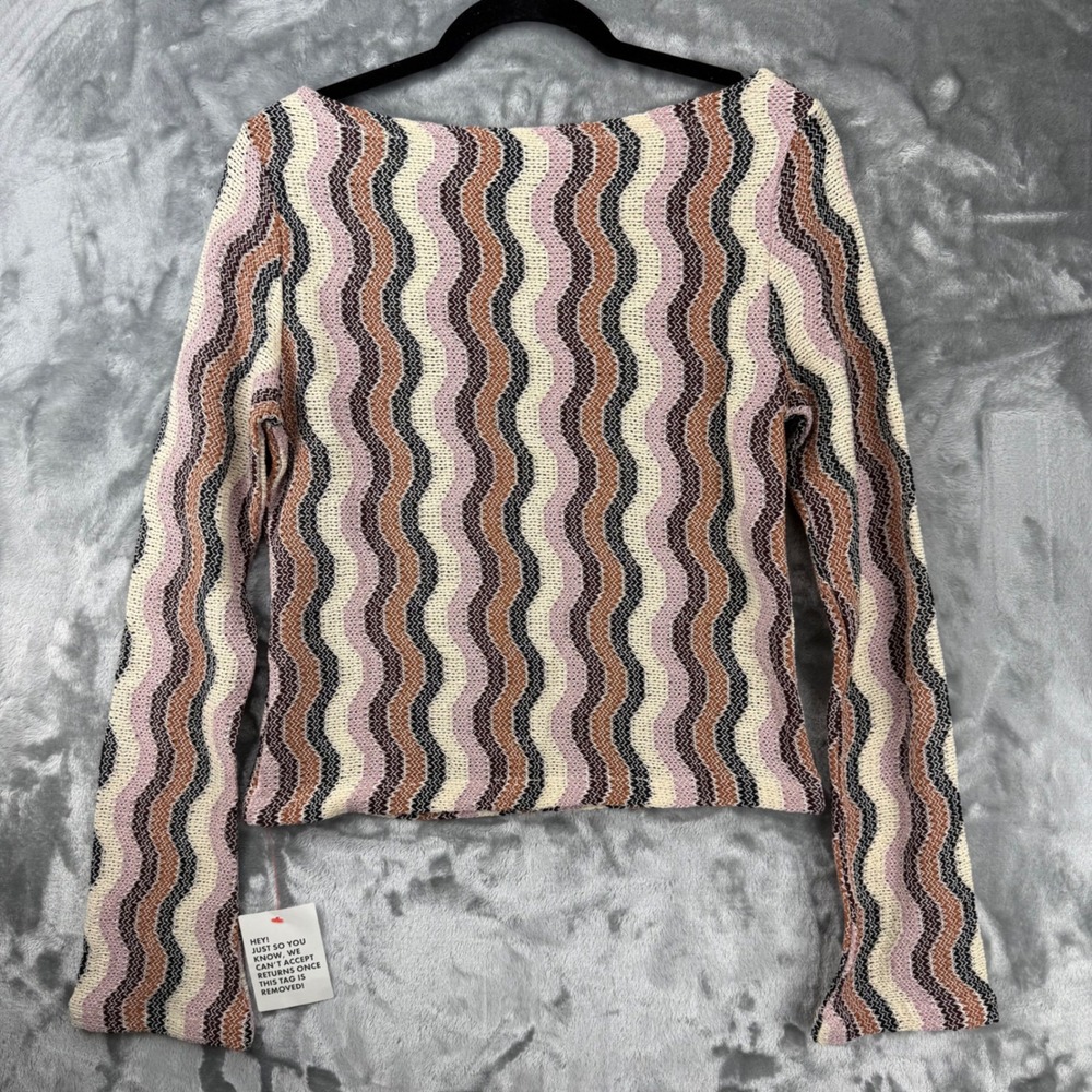 Reclaimed Vintage WMN Multi Color Wavy Stripe Knit Long Sleeve Top Medium NEW - Picture 2 of 15
